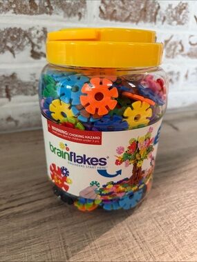 Brainflakes Multicolor Interlocking Discs with Yellow Lid - Kids Building Set